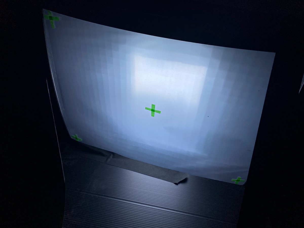 Backlit diffusion panel with calibration markers — early image-based lighting test