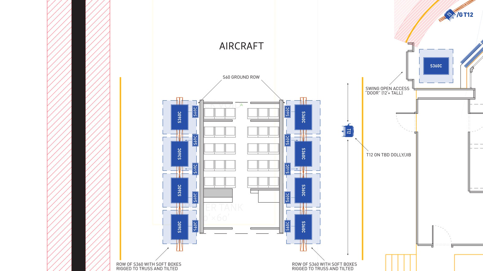 Lighting plot — aircraft interior rig — The Crowded Room