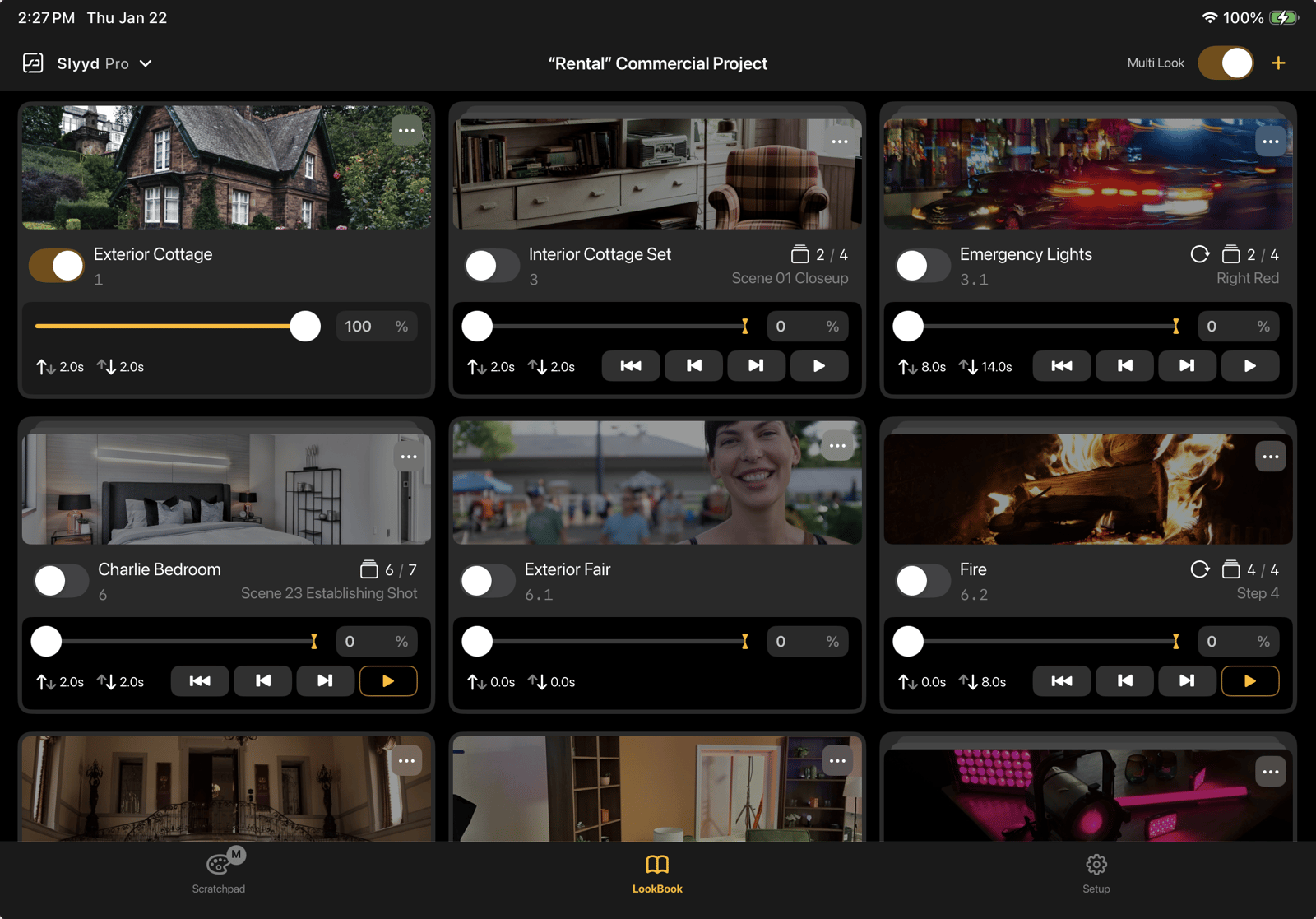 Slyyd — Store Looks view showing the Lookstacks pages-based storytelling interface